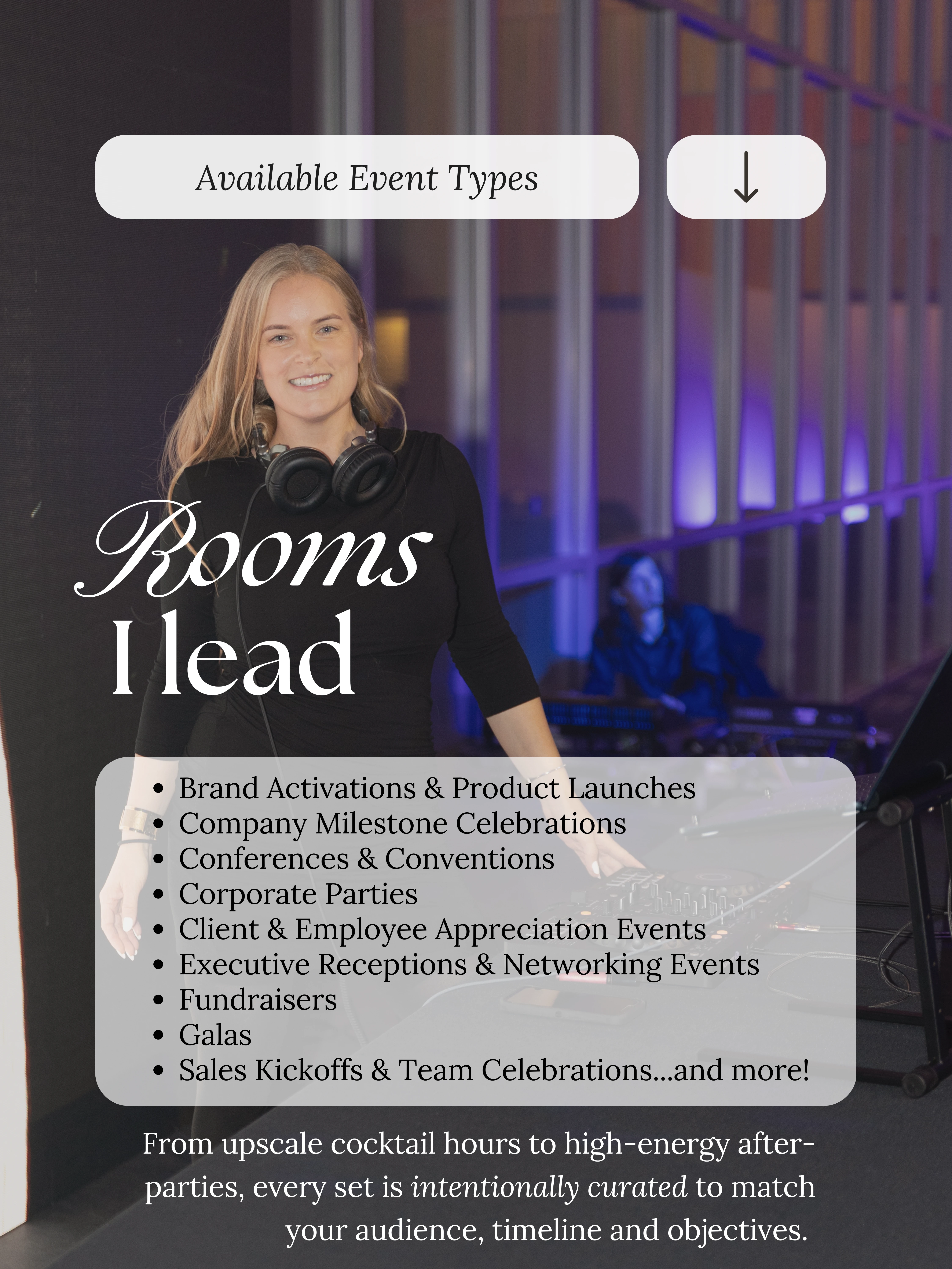 Rooms I lead - Available Event Types